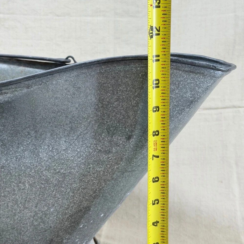 Vintage Galvanized Coal Hod Fall Porch Decor Bucket Fireplace Ash Scuttle Holder